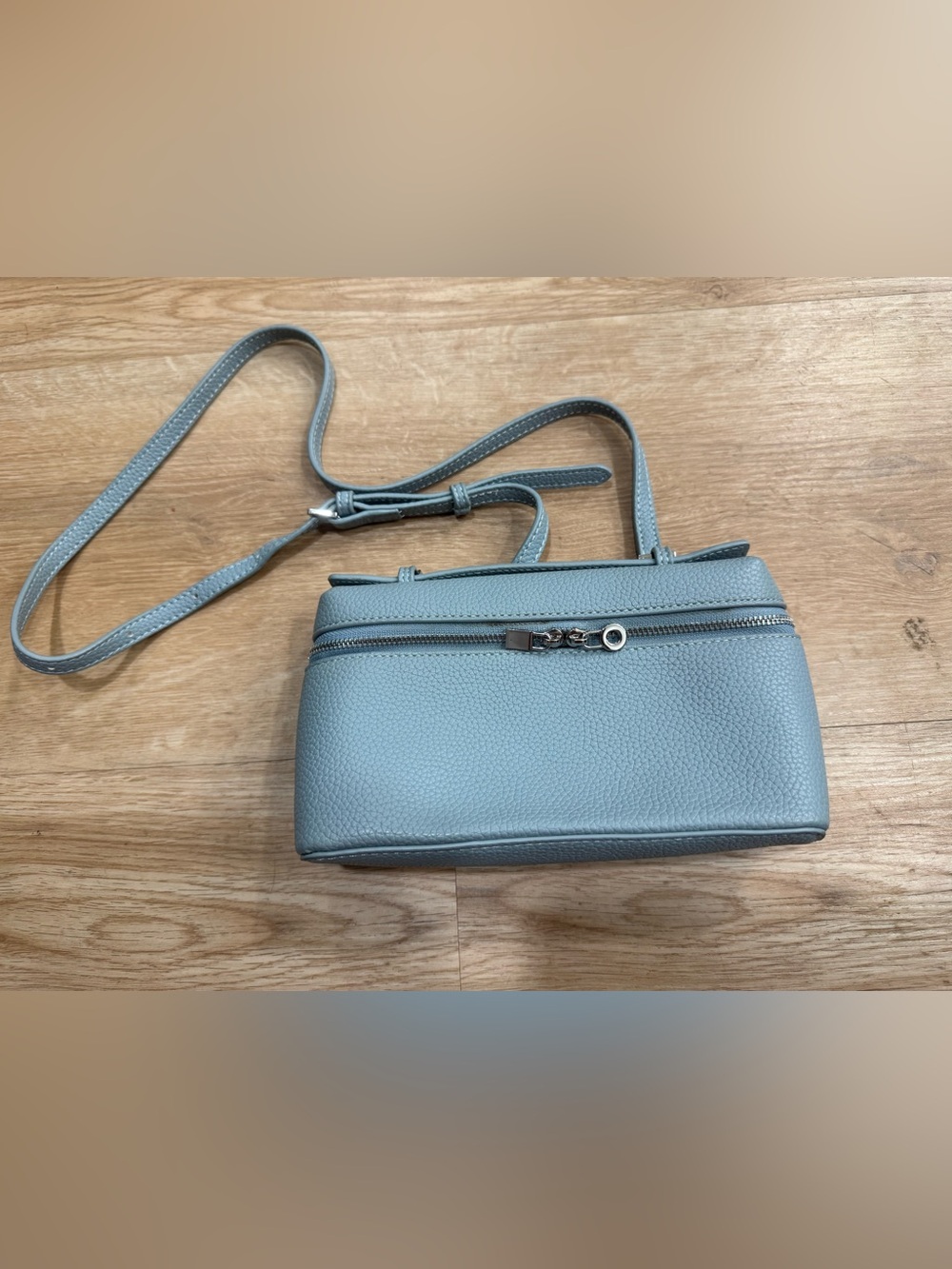 Women's Light Blue Crossbody Bag - Minimal Leather Design